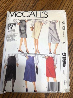 McCalls Vintage Sewing Pattern 9196 Misses Skirt Size 12 UNCUT