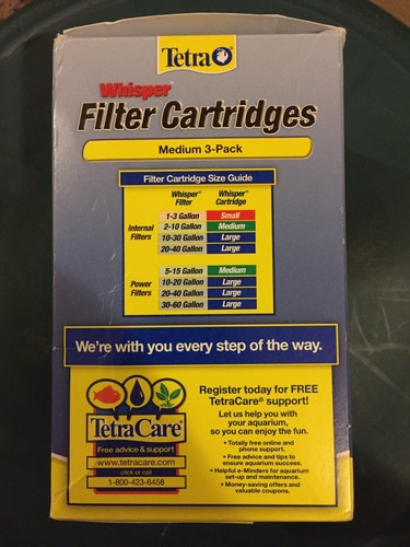 Tetra Whisper Filter Cartridges 3-Pack, Medium Internal 2-10 gal / Power Filters