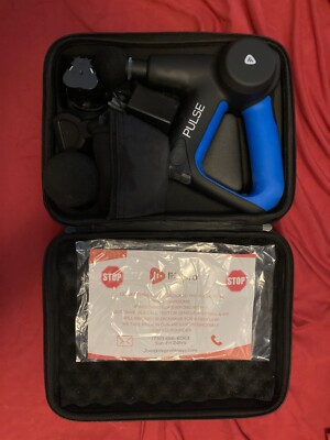 LifePro massage gun with multiple attachments, two batteries, and charger
