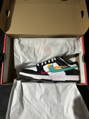 Pre-owned Nike Dunk Low Multi-swoosh Lunar Year Panda Washed Fd4623-131 Size 8 W In White/washed Teal-white