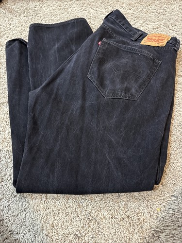 LEVI'S 501 Jeans Mens 44x32 Original Fit Black Wash Button Fly