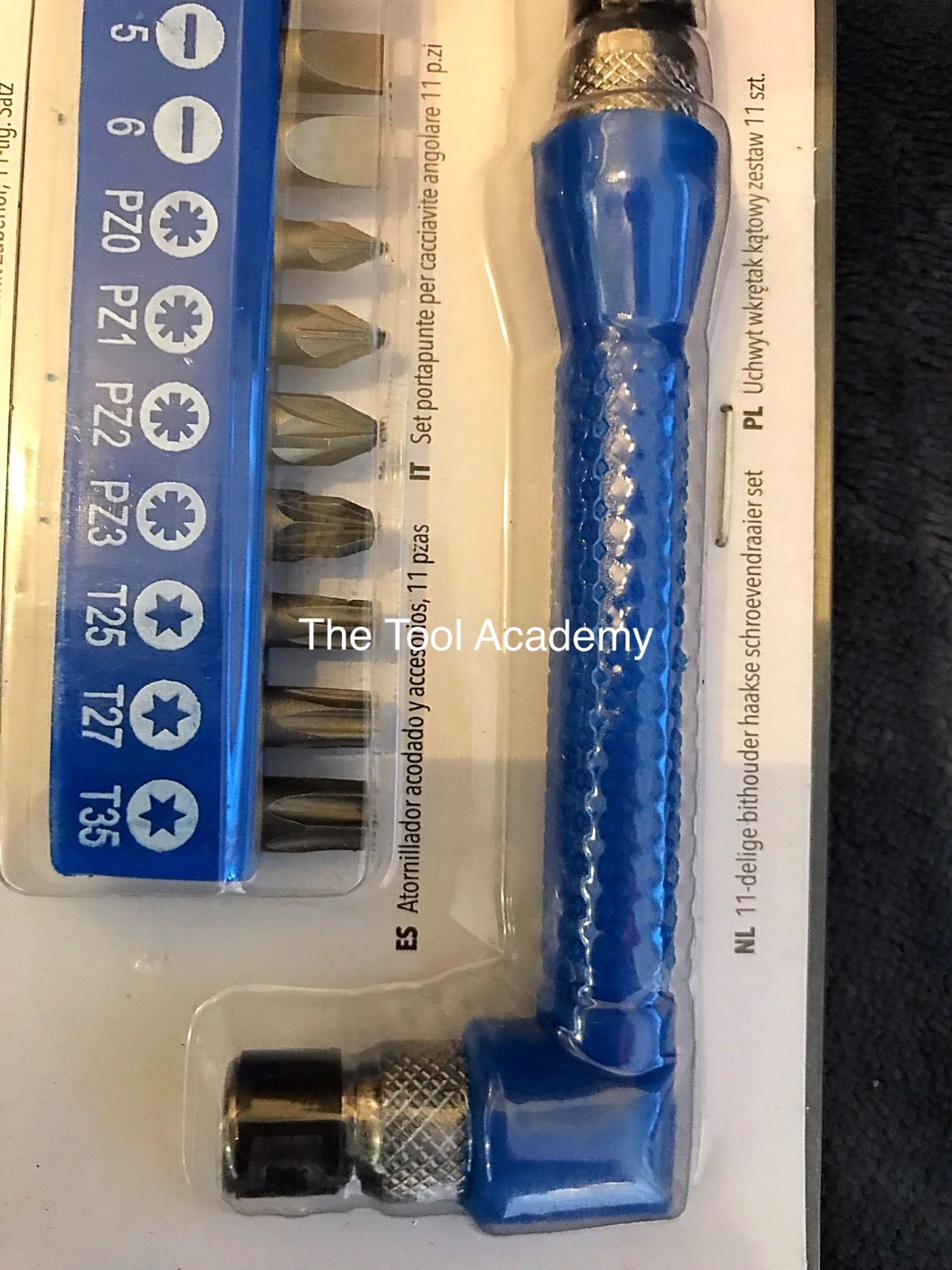 Angled Screwdriver Bit Holder Set 11pce Pozi Star Torx Slotted Lifetime Warranty