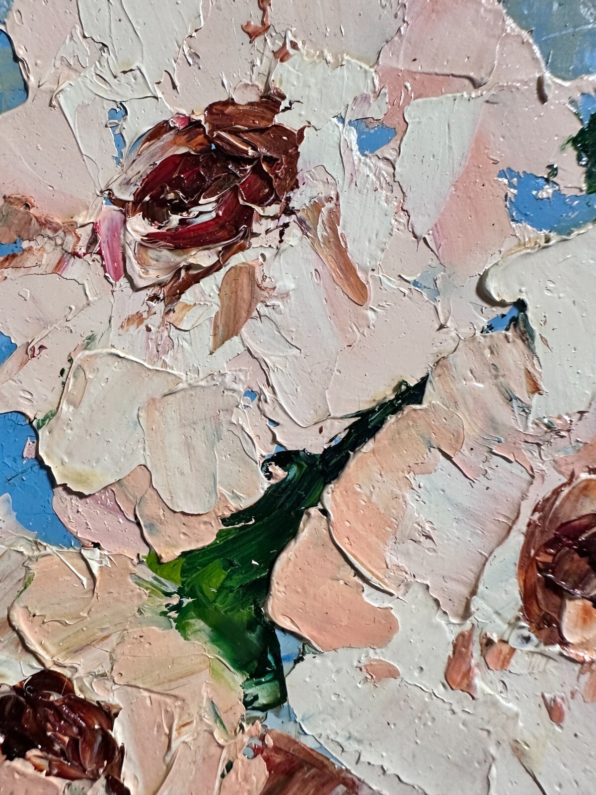 Flowers Blooming Wildflower Peonies Painting Original Floral Oil Signed Art