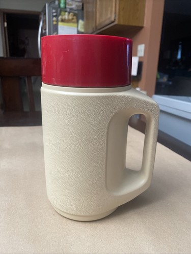Model # 4215 Red Mug Cup Beige Bottom Euc