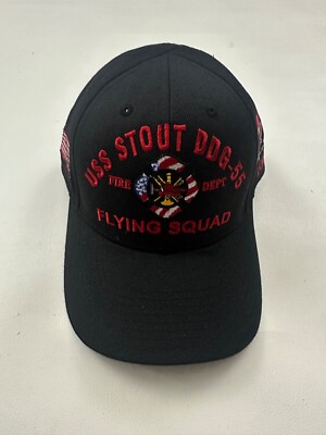 The Corps USS Stout DDG 55 Flying Squad Logo Black Baseball Cap Hat One Size