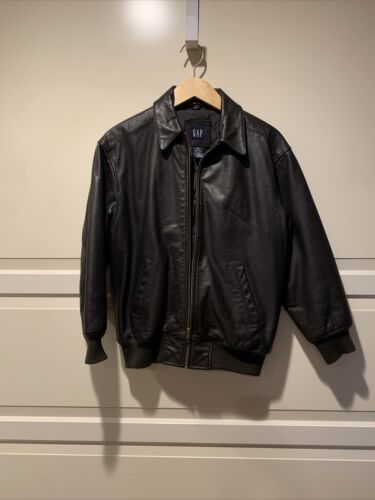 90s OLD GAP leather zip up jacket 中綿 XL