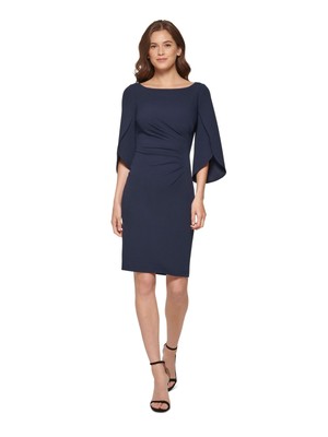 DKNY Womens Navy Tulip Sleeve Above The Knee Wear To Work Sheath Dress 12