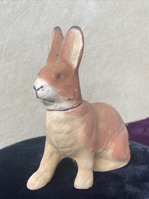 Vintage Easter Bunny RABBIT CANDY Container Paper Mache Western Germany
