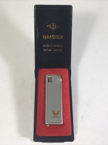 VTG JJJ BANNER Piezo Electronic Butane Lighter #7800 Japan