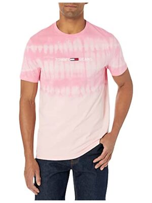 

TOMMY JEANS Мужская футболка Good Times Pink Tie Dye Classic Fit, Розовый, 78J2923