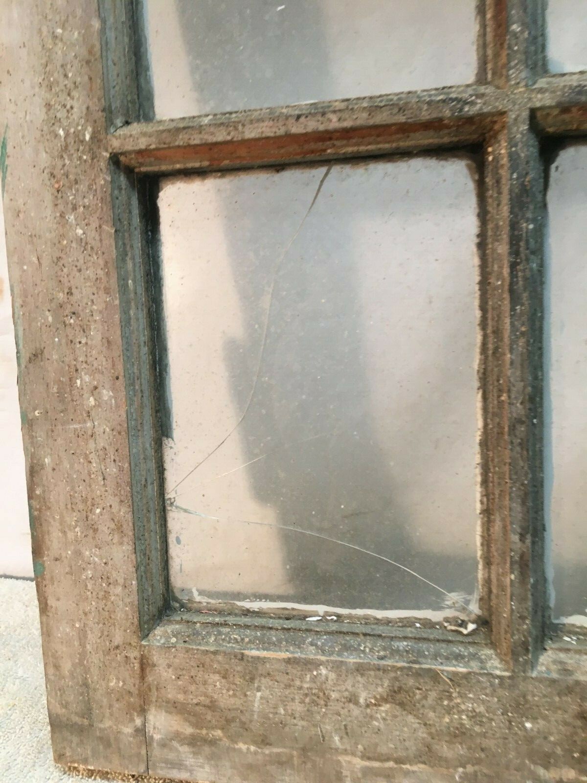 PRIMITIVE FARM HOUSE SASH 9 PANE WOOD WINDOW FRAME 21 3/4 in x28.5in