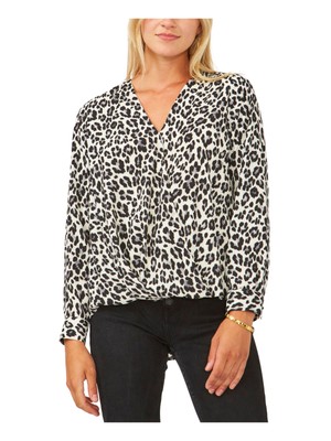 

VINCE CAMUTO Женский бежевый топ с запахом и рукавами на крючках и манжетами