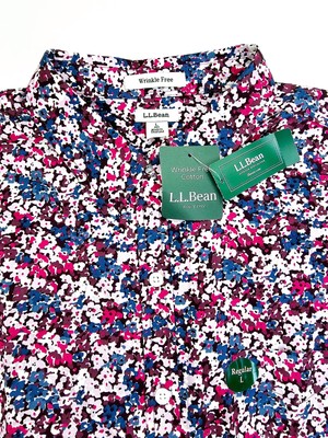 L. L. Bean Size Large Regular Women's Wrinkle Free Long Sleeve Floral Shirt NWT
