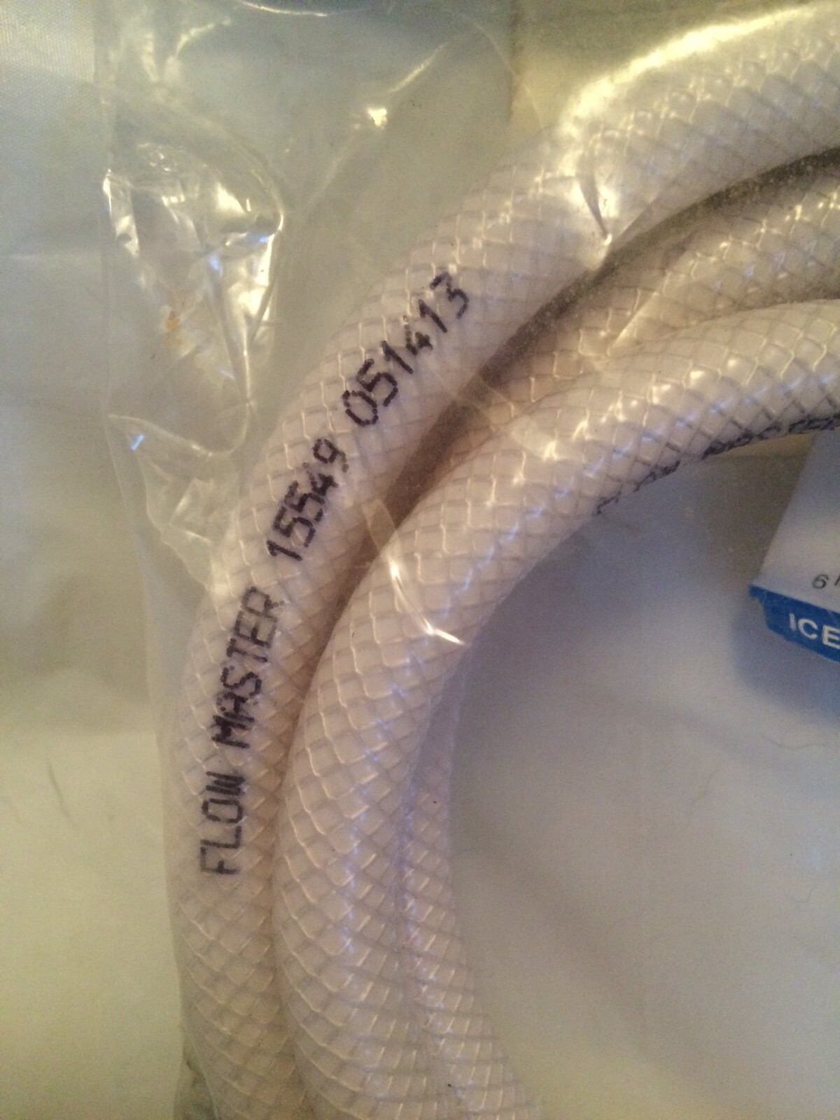 ice maker hookup hose line white  5' 1/4c x1/4c new