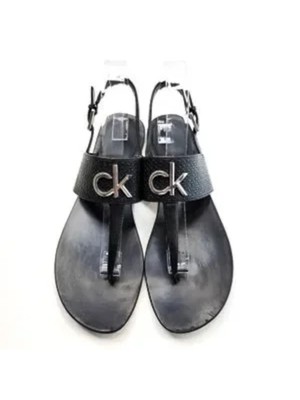 

CALVIN KLEIN Женские черные ремешки с логотипом Brook Buckle Thong Sandals 5,5 M, Черный, KCBROOK