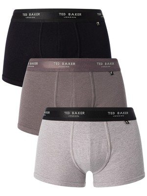 Мужские хлопковые эластичные плавки Ted Baker из 3 упаковок, серые