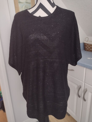 NWT Mud Pie Mudpie Sommer Sequin Tunic Black Sz Small / Medium Sweater Poncho