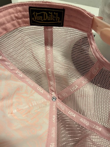 Von Dutch Ladies Trucker Hat Pink Ball Cap New Embroidered Logo Snapback