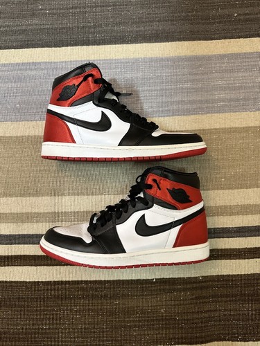 Size 10.5 - Air Jordan 1 Retro High Satin Black Toe W Size 10.5 - Air Jordan 1 Retro High Satin Black Toe W