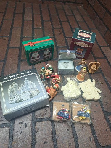 Vintage Christmas Decorations Lot Ornaments Nativity Scene And More
