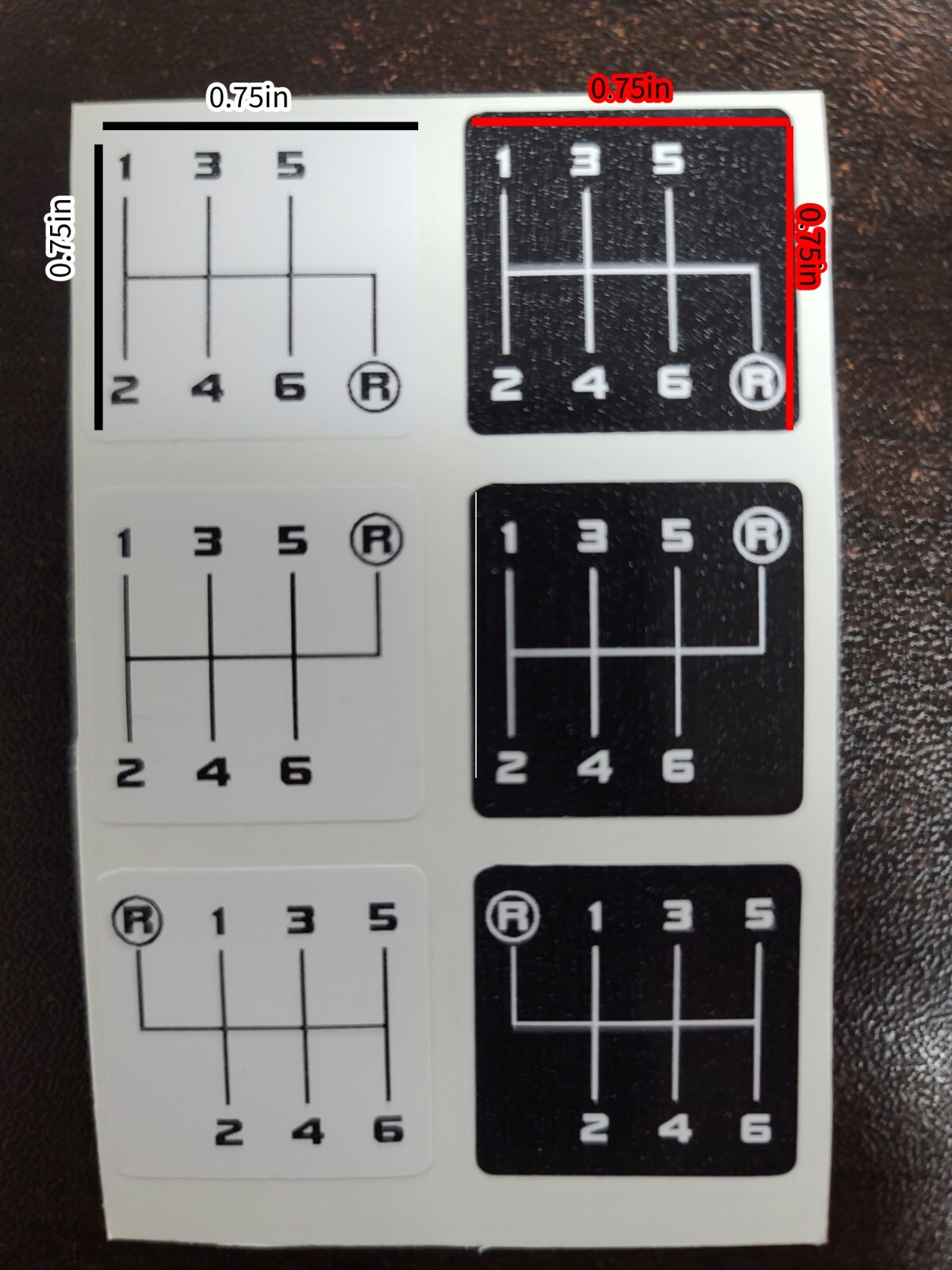 6 Speed Manual Shift Pattern Printed White Black Vinyl Auto Car Sticker Decal