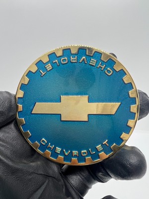 Zenith Chevy Gear 2.25 Metal Chip Emblem In Chrome and Gold (Set of 4)