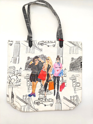 MACY'S NEW YORK CITY canvas weekender foldable packable tote shopper bag