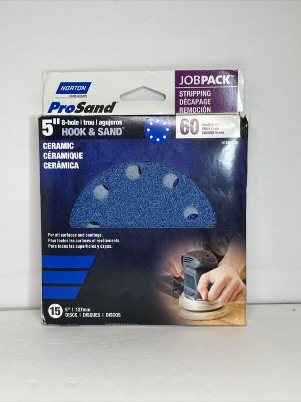 Norton Saint-Gobain ProSand 5" 8-Hole Hook & Sand Ceramic Stripping Discs New