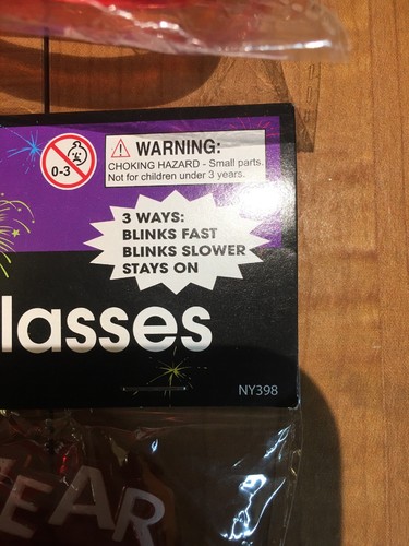 LOT OF 2-FLASHING GLASSES-HAPPY NEW YEAR-SHUTTER GLASSES-RED-FREE SHIPPING