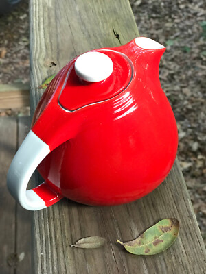 VTG Hall's Superior Quality Kitchenware Red SANI-GRID Teapot w/ Lid Made in USA