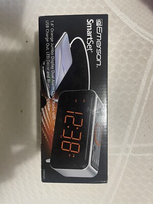 Emerson SmartSet Dual Alarm Clock Radio Bluetooth Speaker USB Charging Station