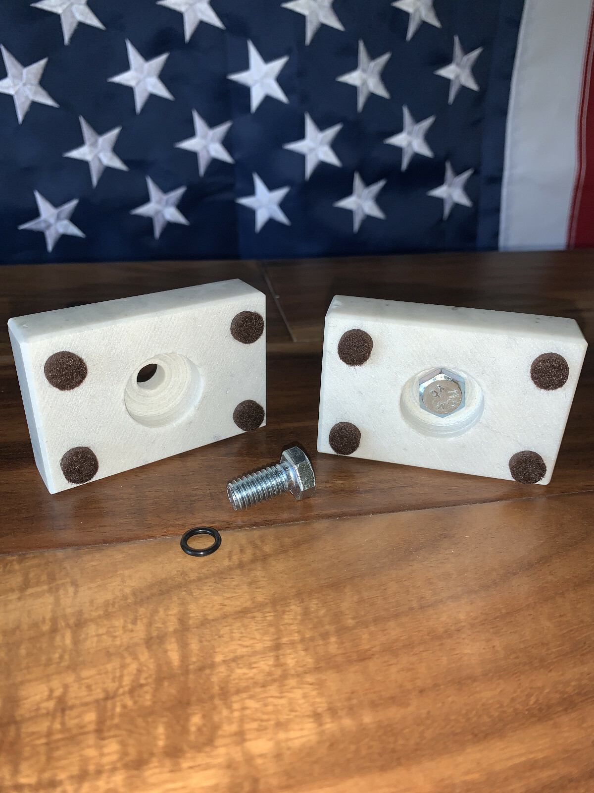 Beer Tap Handle Base Display Stand w/Bolt, Genuine White Marble Size 2" x 3"