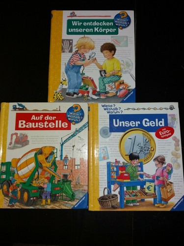 3x WIESO WESHALB WARUM Kinder Sachbuch Körper, Baustelle und Geld 