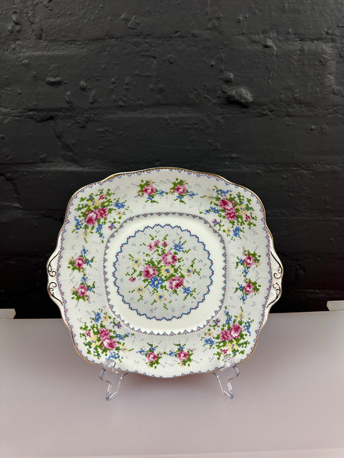 Royal Albert Petit Point Sqaure Eared Cake / Bread Plate 9.75" Last 1 Available