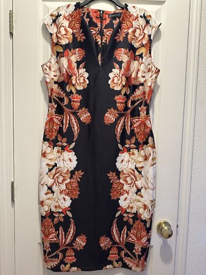 New Macy s NY & Co Dress Sz XL Black Floral Black  New York & Company NYC
