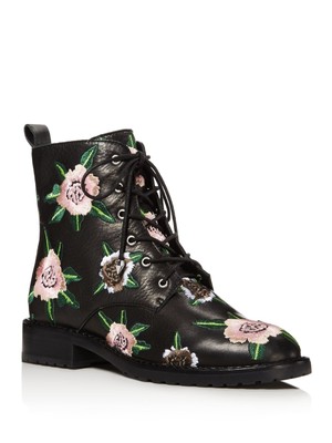 Женские армейские ботинки из кожи на танкетке REBECCA MINKOFF черного цвета с круглым носком Gerry, 6 М