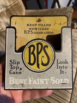 Vintage BPS Best Paint Sold Metal Advertising Wall Box For Color Cards 5.5”x4.5”