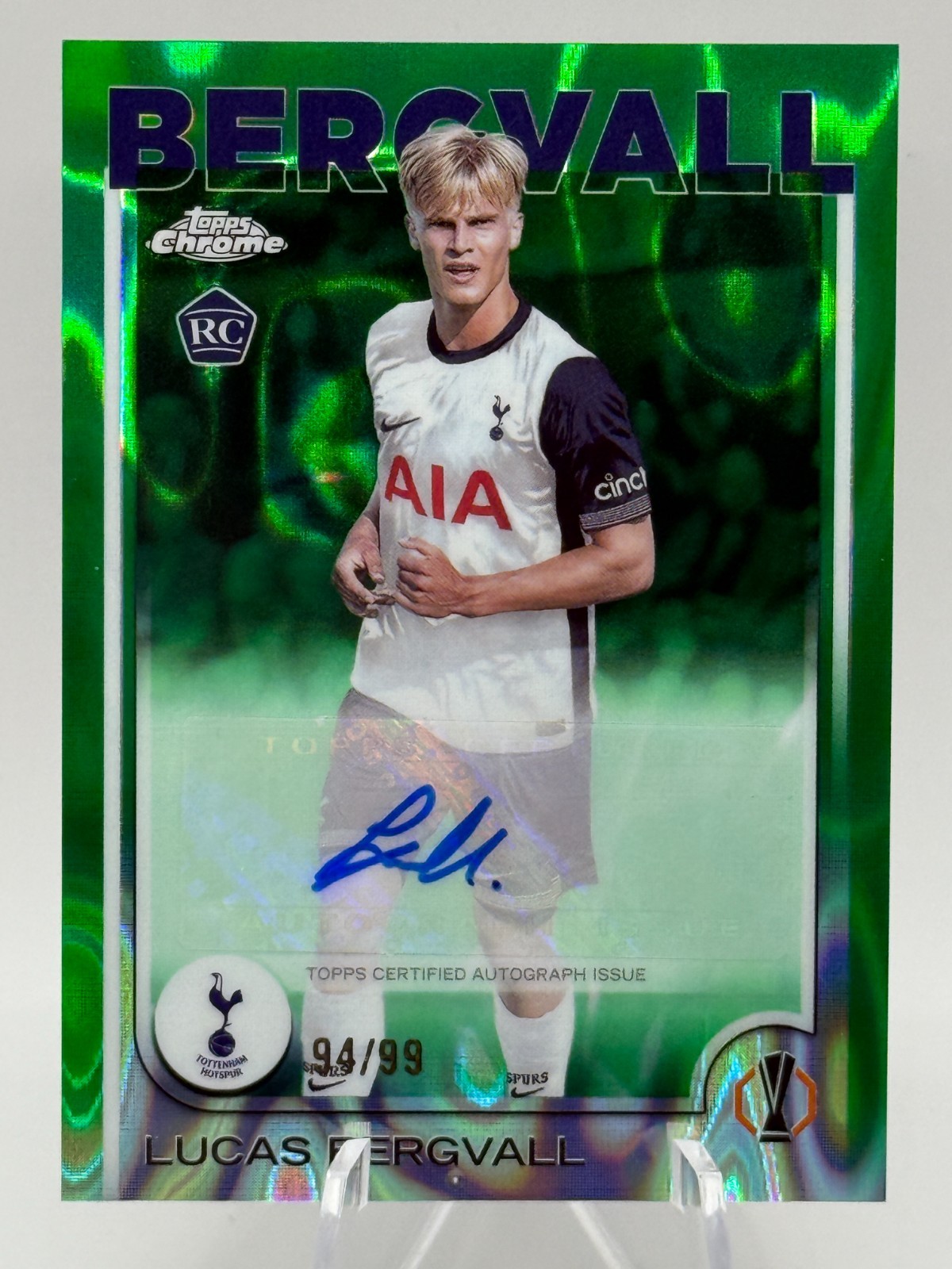 2024-25 Topps Chrome UEFA UCC LUCAS BERGVALL Green Lava Refractor Auto /99 RC