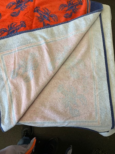 Vintage Ralph Lauren Polo Orange Lobster 100% Cotton Beach Towel