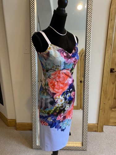 Ted Baker New Blue Floral Knee Length Pencil Dress Ted Baker