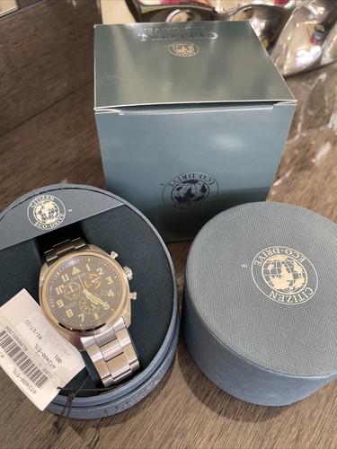 Pre-owned Citizen Men's  Garrison Super Titanium Pilot Chronograph Watch At2480-57l