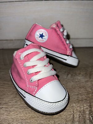 Converse Allstar Chuck Taylor Baby Crib Shoes Size 1 Pink & White Infant Girl