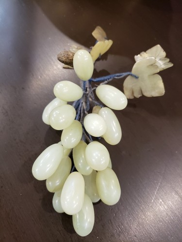 Vintage ITALY Alabaster Marble Pale Green Stone Grapes Cluster