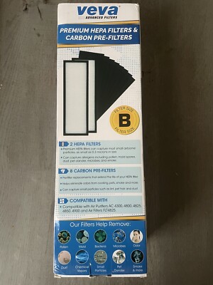 3 - VEVA  ADVANCED FILTERS SIZE B (2 HEPA FILTERS With 8 CARBON PRE-FILTERS)