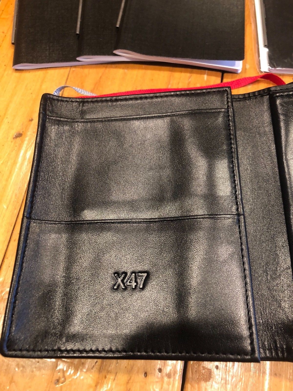 NEW X47 Black Leather Tri-Fold Wallet / Day Planner Organizer w/ Coin Purse