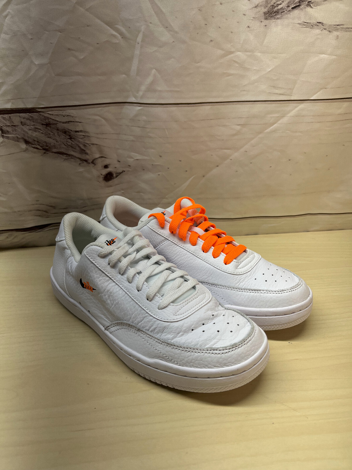 nike white & orange court vintage premium trainers