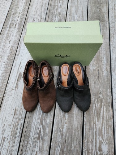 Lot Clarks Artisan Boots Shoes Wmns Sz 7 Brown Gallery Mural Black Clogs Leather