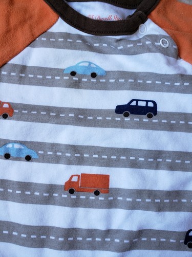 0-3 month boy clothes Dwell Studio Romper with cars and trucks Cute!!