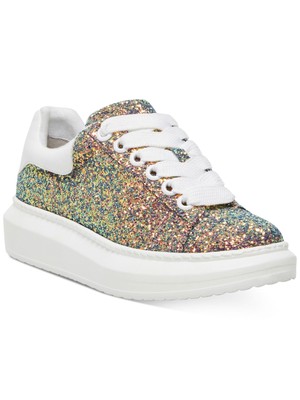 

STEVE MADDEN Женские синие спортивные кроссовки на платформе с блестками и круглым носком, 9 м, Синий, GLAZ01D1