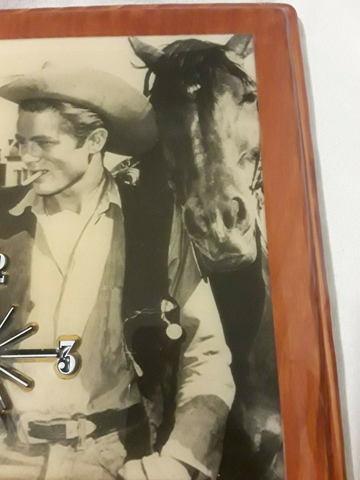Vintage James Dean Wall Clock On Wood Plank James Dean Cowboy Portrait Clock